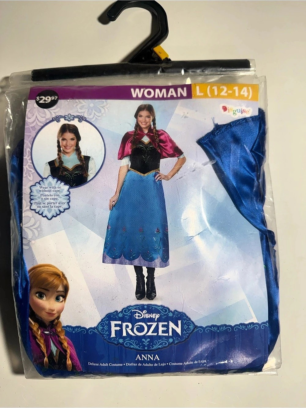 Adult Disney Frozen Anna Costume in Size Large NWT  MISSING THE CAPE